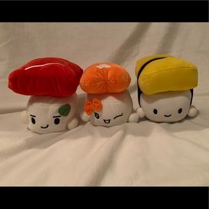 sushi plushie x3 set, egg, shrimp, tuna